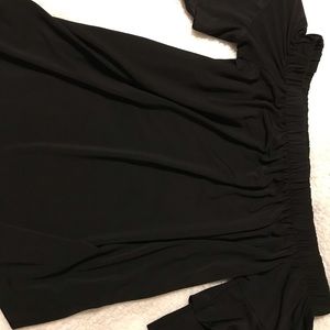 Off the Shoulder Black Ruffle Sleeve Top